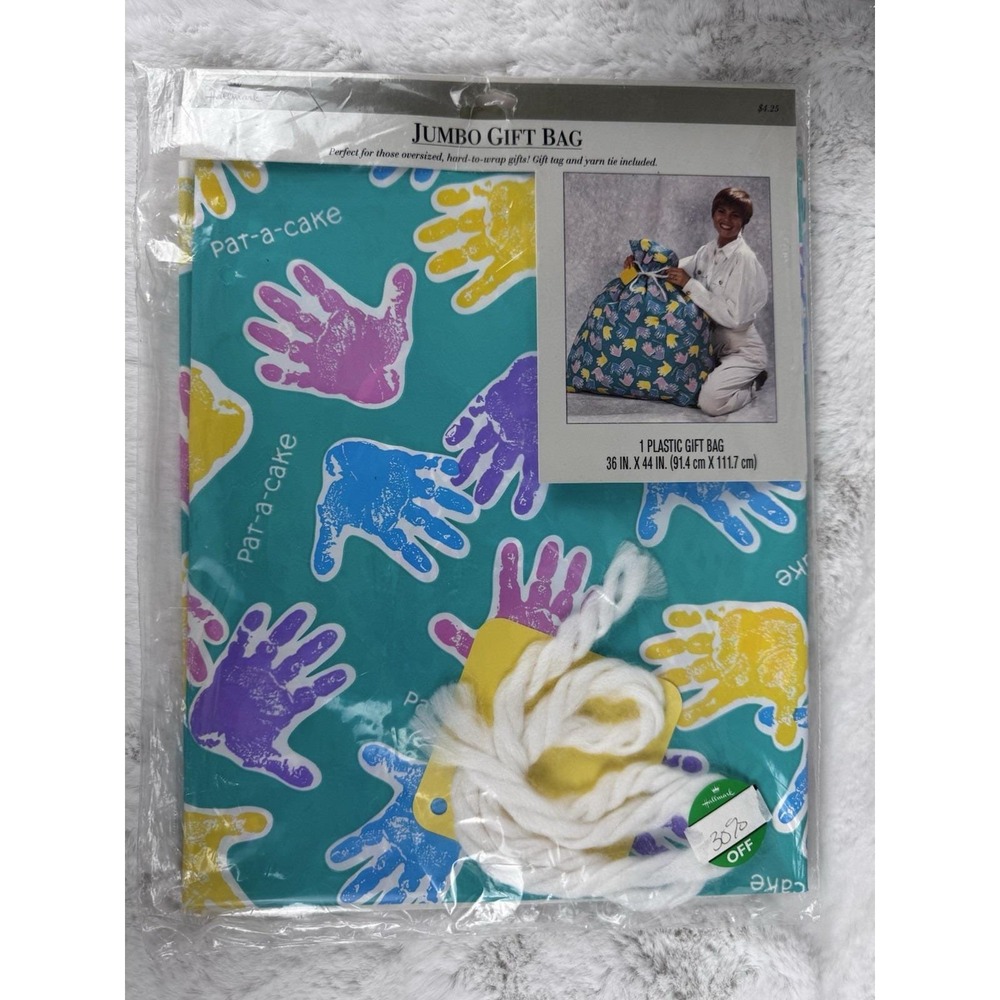New Vintage 80s Hallmark Baby Shower Pat A Cake Jumb Gift Bag  36" x 44"‎ USA